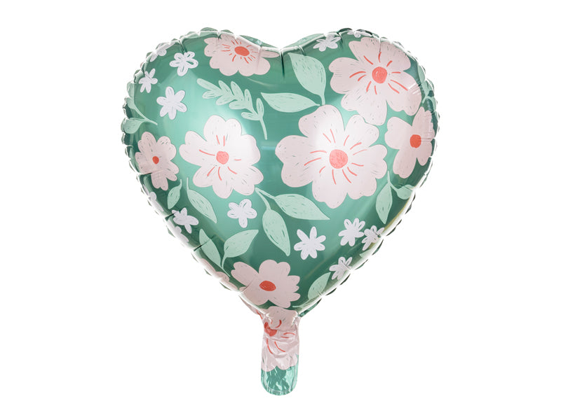 Foil Balloon Heart with Flowers