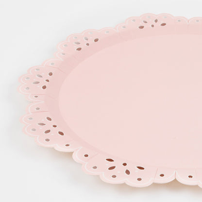 Broderie Anglaise Lace Multi Dinner Plates (x 8)