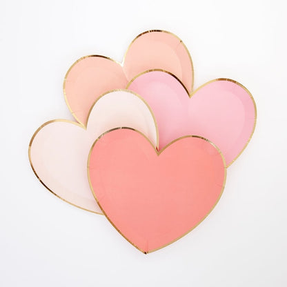 Pink Tone Small Heart Plates (set of 8)