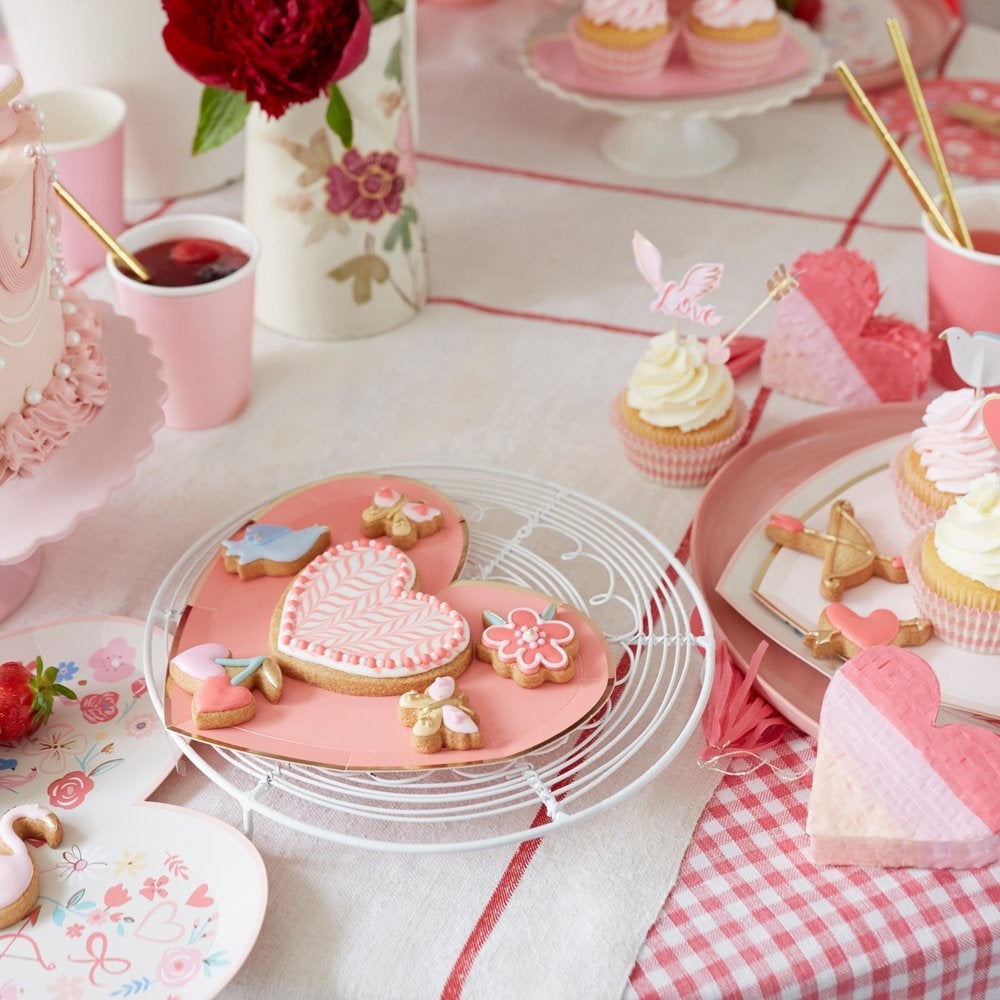 Pink Tone Small Heart Plates (set of 8)