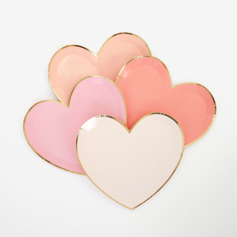 Pink Tone Small Heart Plates (set of 8)