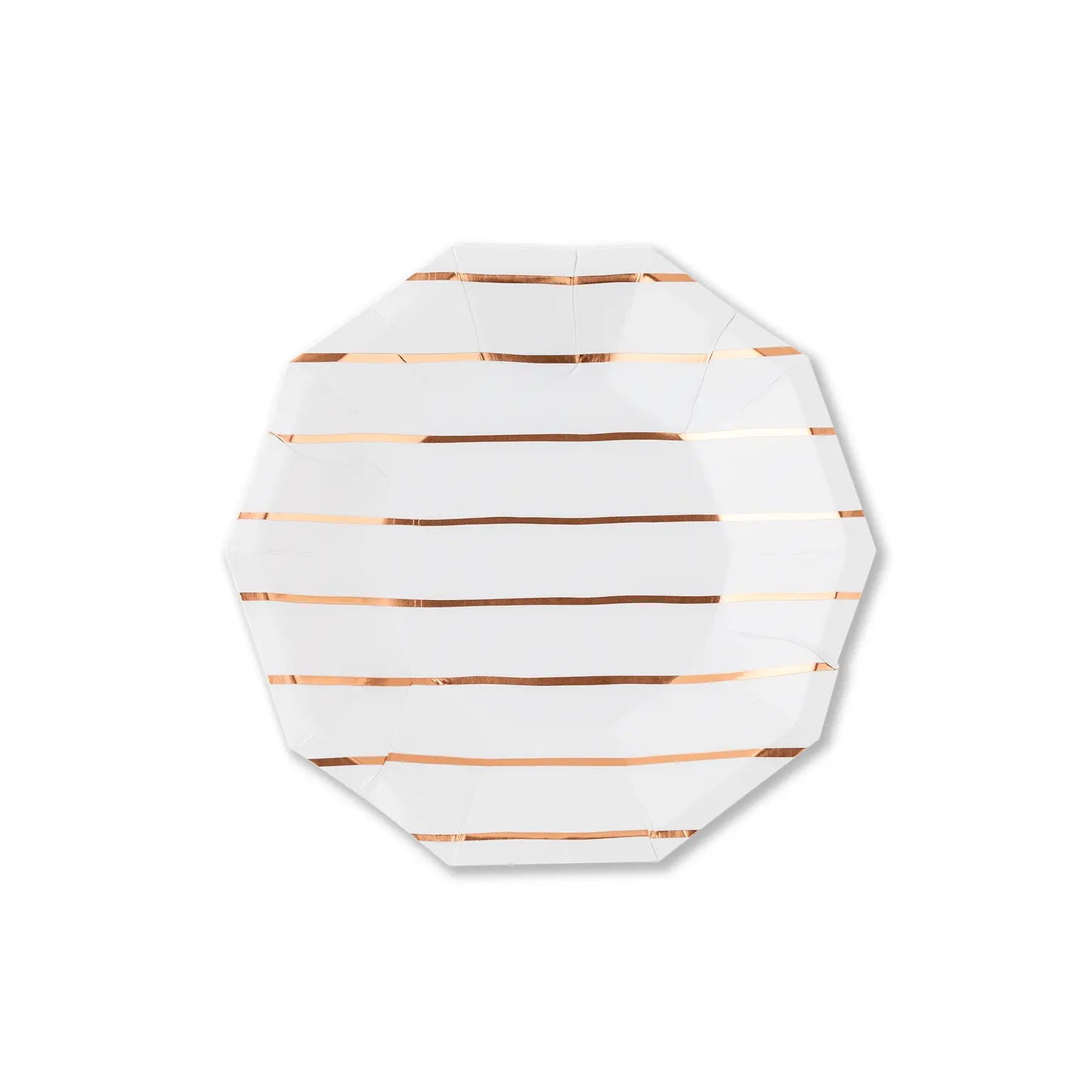 Frenchie Striped Rose Gold Plates - 2 Size Options - 8 Pk.