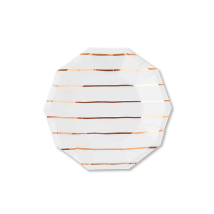 Frenchie Striped Rose Gold Plates - 2 Size Options - 8 Pk.