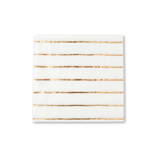 Frenchie Striped Rose Gold Napkins - 2 Size Options - 16 Pk.